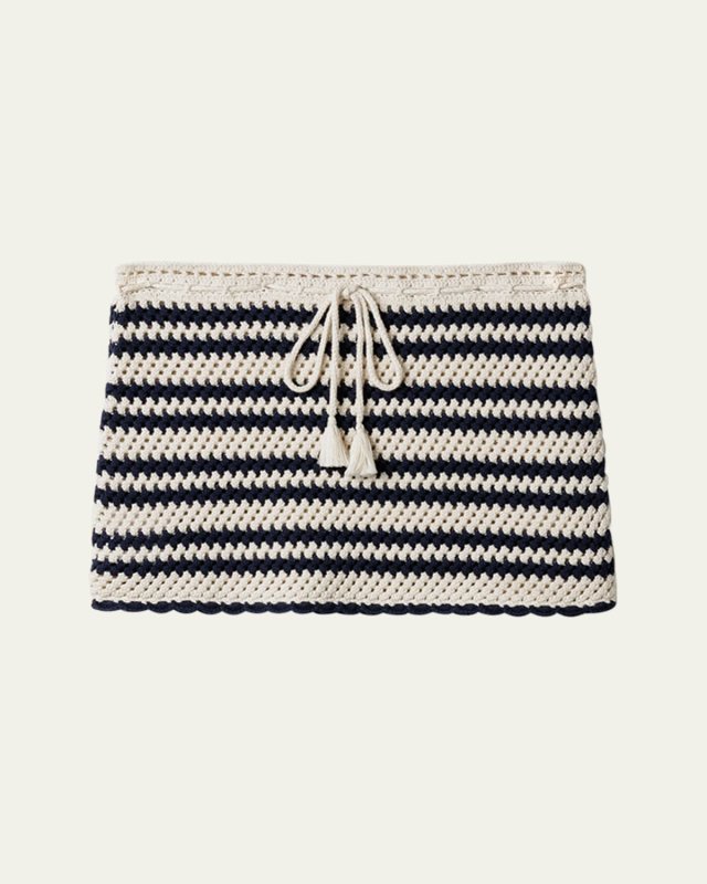 Striped Cotton Crochet Mini Skirt